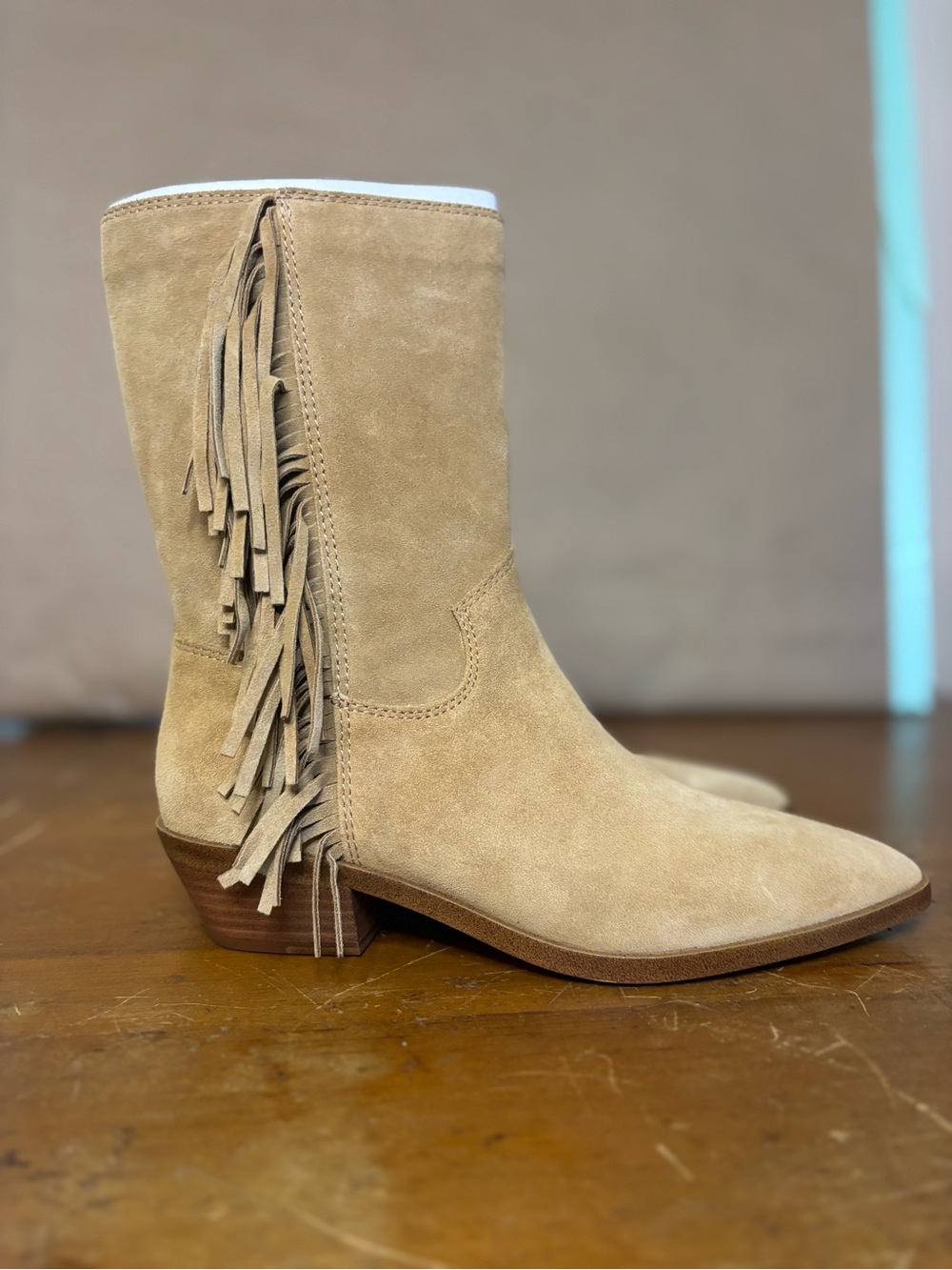 Rebecca Minkoff Tan Suede Fringe Krissa Ankle Boot Size 7 Cowboy Boots